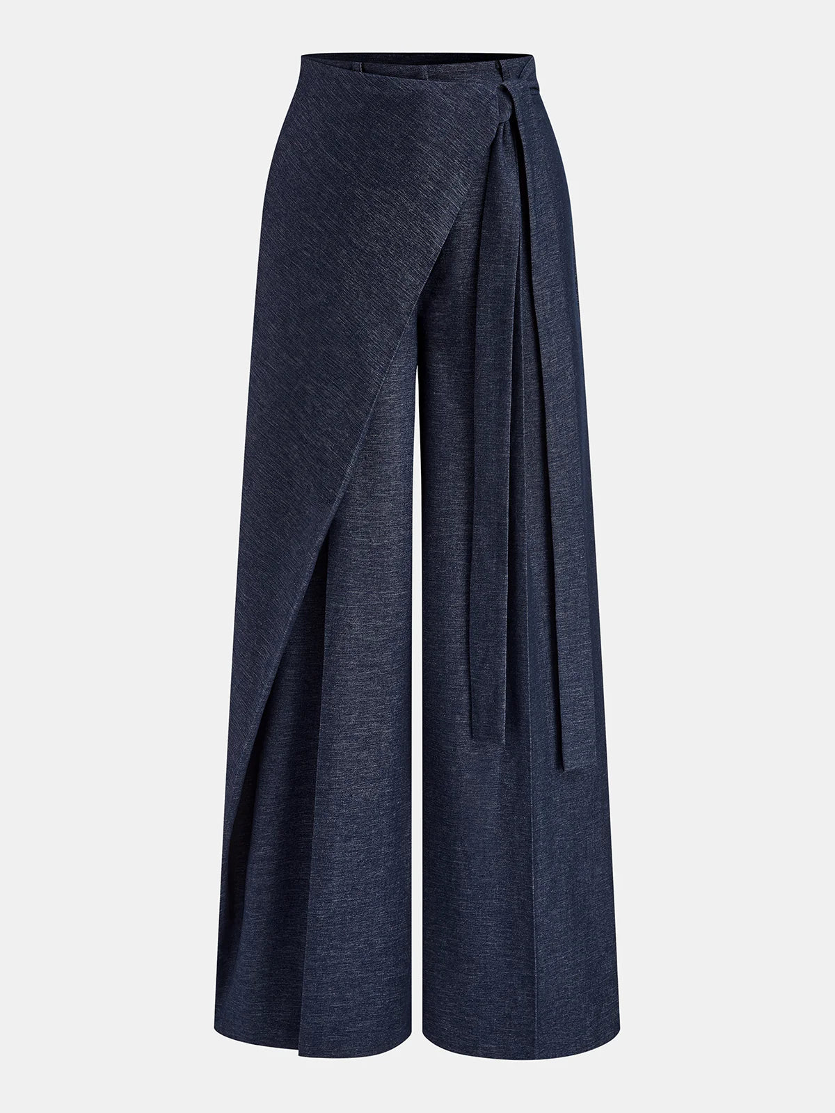 Puddle Hem Asymmetric Wrap Wide-Leg Pants