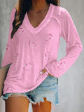 Women's Breast Cancer Print Long Sleeve Casual T-Shirt
