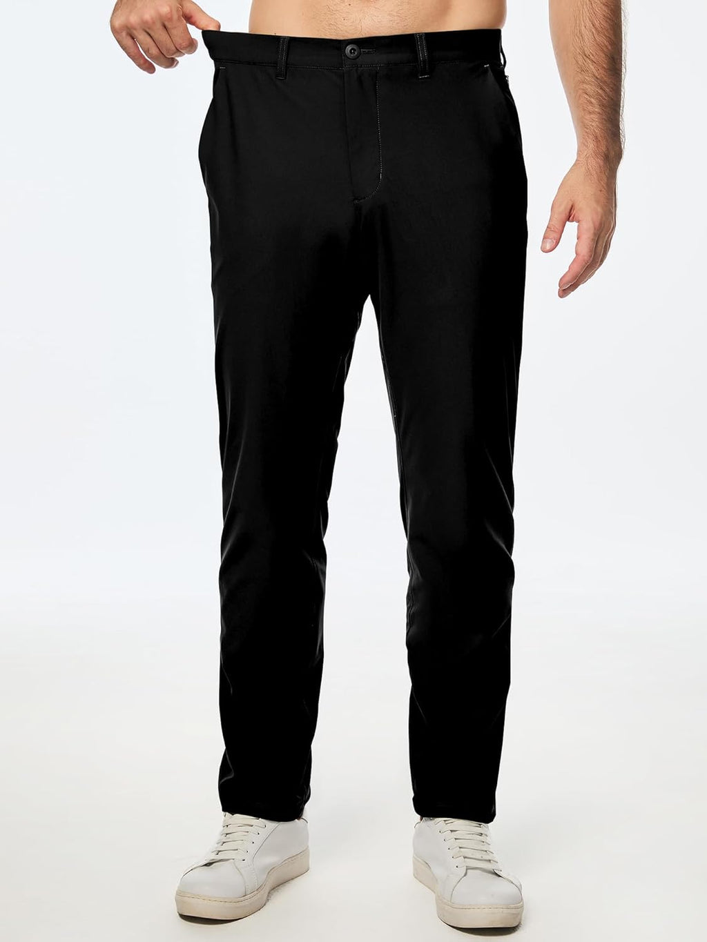 Mens Chino Pants Casual Stretch Golf Pants Waist Tapered Trousers Lightweight Comfy Pants with Zipper Pockets