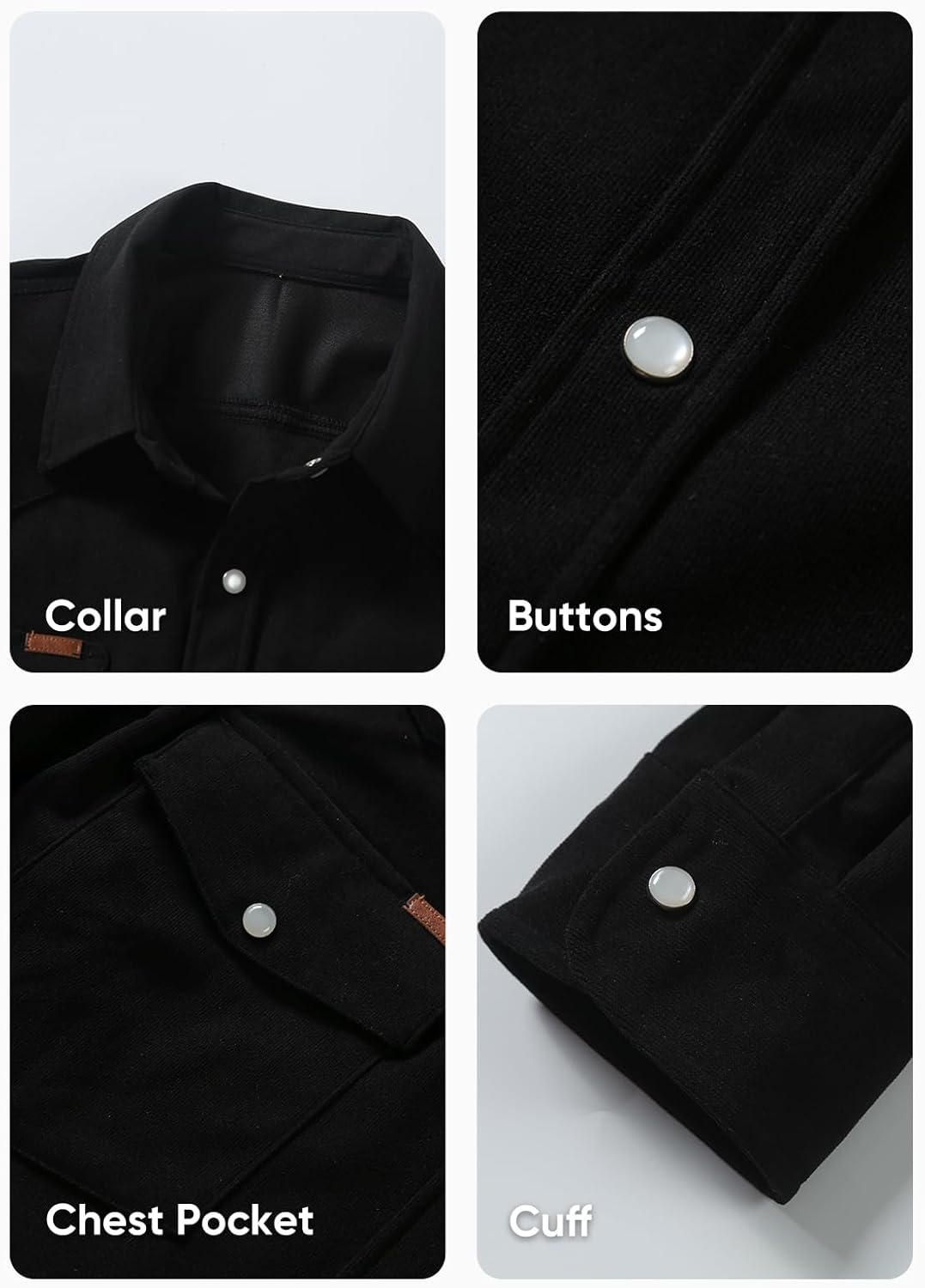 Men's Corduroy Shirts Casual Western Long Sleeve Button Down Shacket Jackets with 2 Flap Pocket