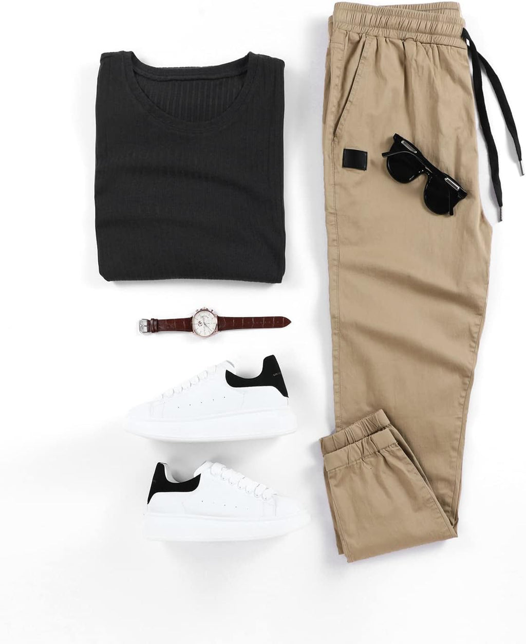 Mens Casual Joggers Pants - Cotton Drawstring Chino Cargo Pants Hiking Outdoor Twill Track Jogging Sweatpants Pants