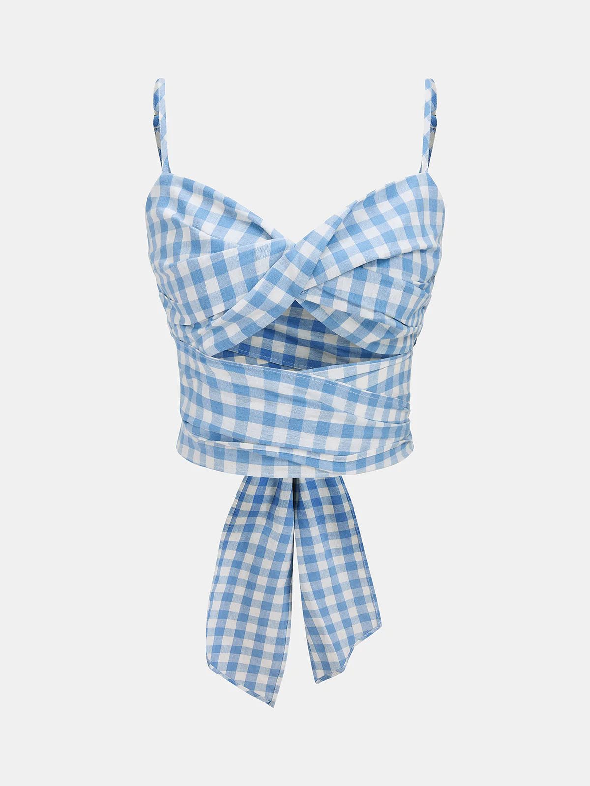 Gingham Wrap Tie Cami Top & Midi Skirt Set