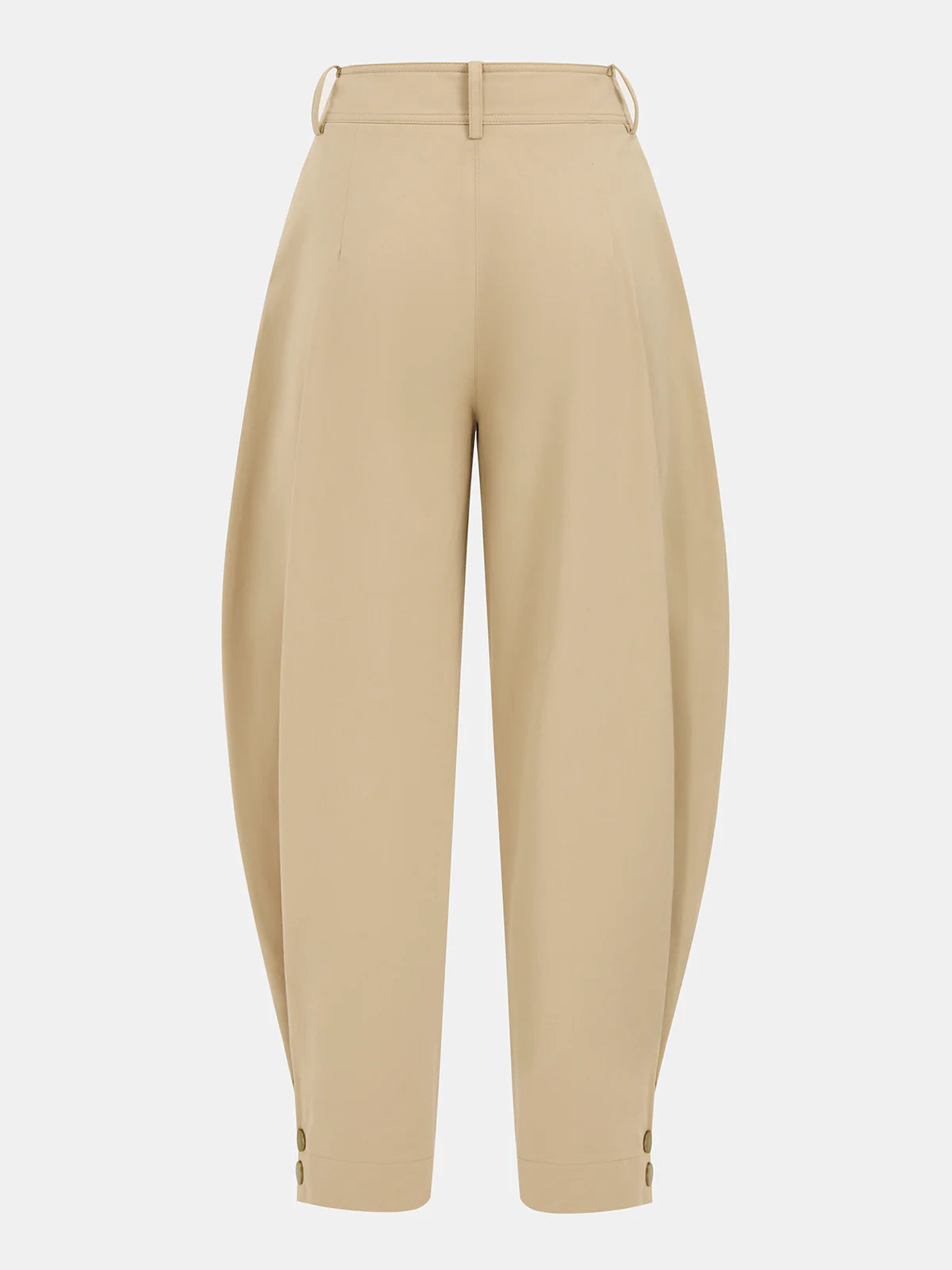Cotton Pleated Mid-Waist Balloon Pants