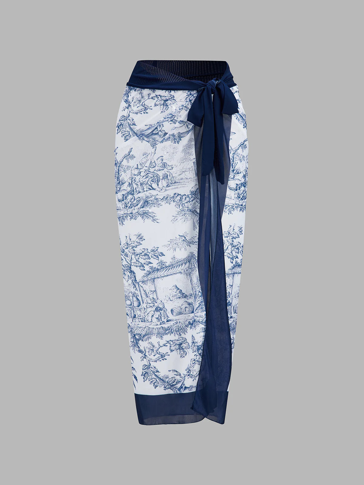 Printed One Piece Swimsuit & Sarong Set