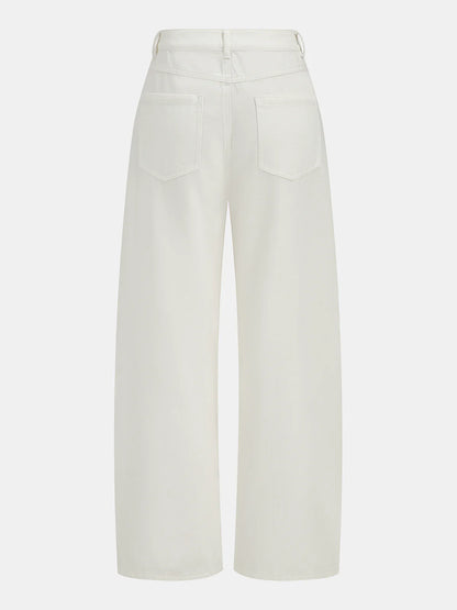 Mid Waist Wide Leg Denim Pants