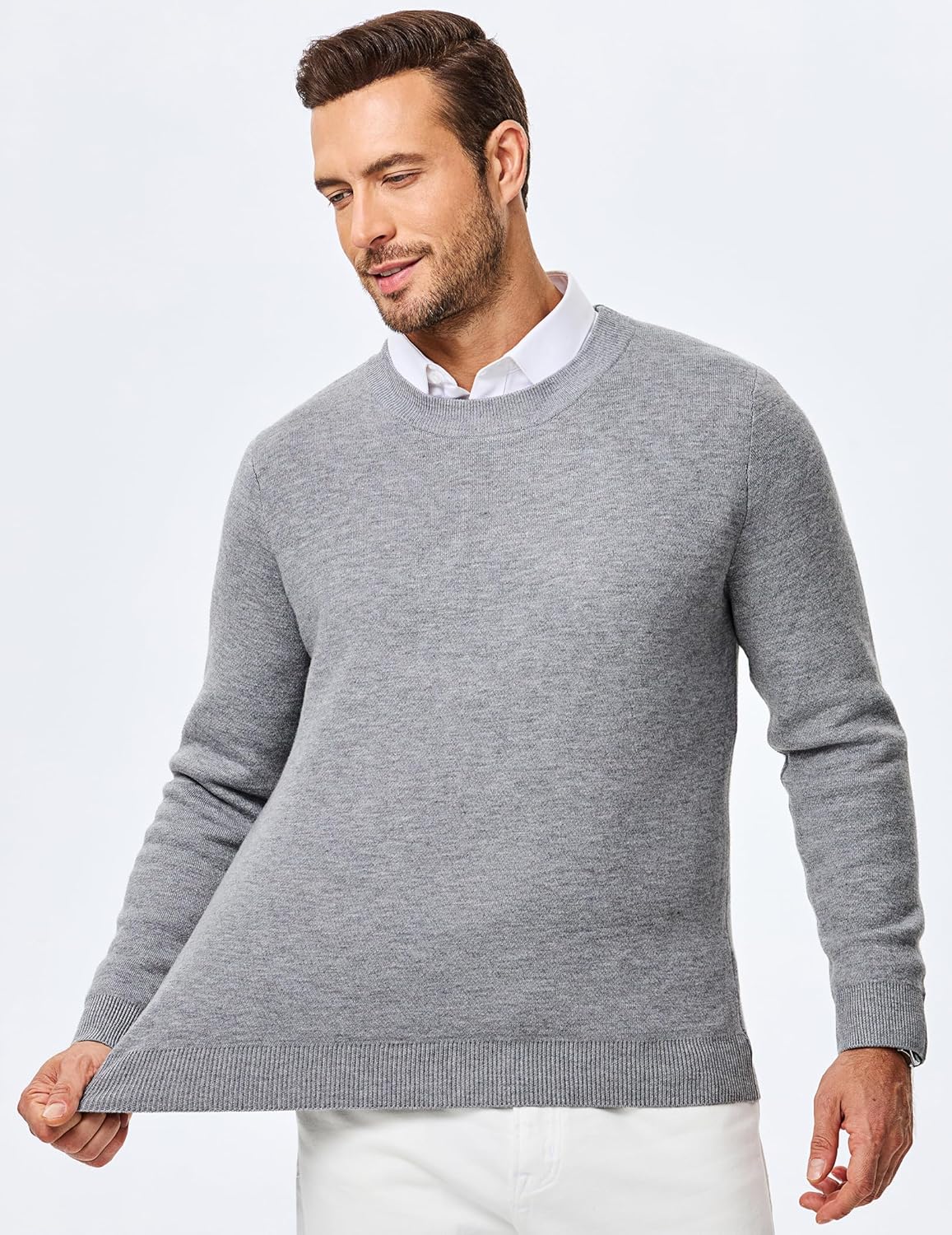 Men's 2025 Warm Fall Fleece Pullover Knit Sweater Classic Crewneck Long Sleeve Slim Fit Soft Comfy Winter Sweaters