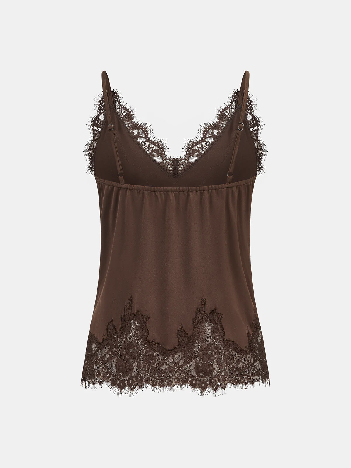 Lace Trim Satin V-Neck Cami Top