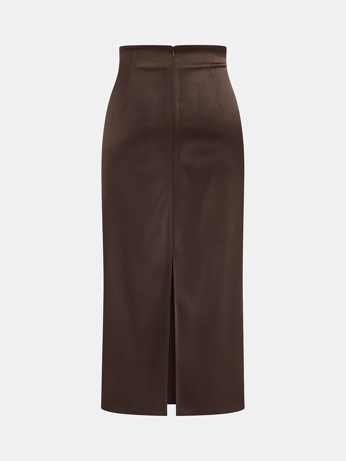 Mock Neck Top and Ruched Satin Skirt Set
