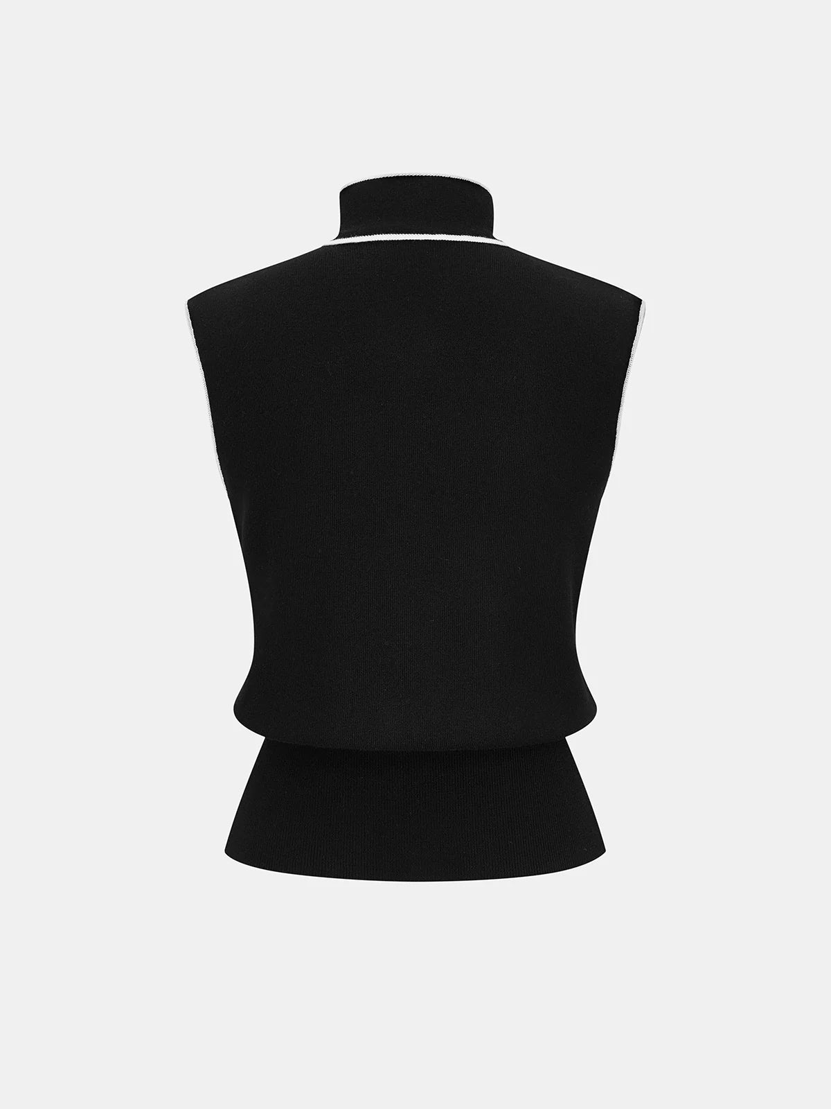 Contrast-Trim Tie-Neck Sweater Vest