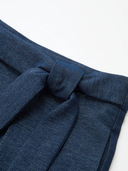 Mid-Waist Tie-Waist Wide Leg Pants
