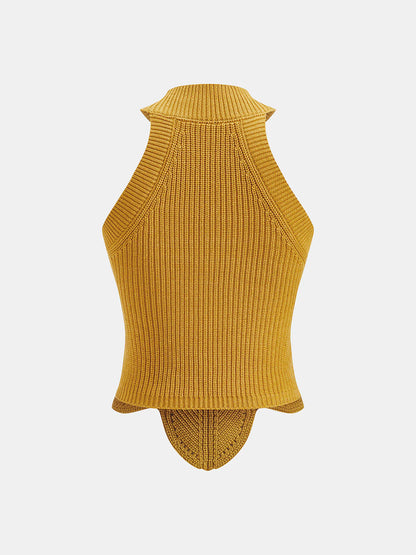 Sleeveless Hollow Out Knit Halter Top