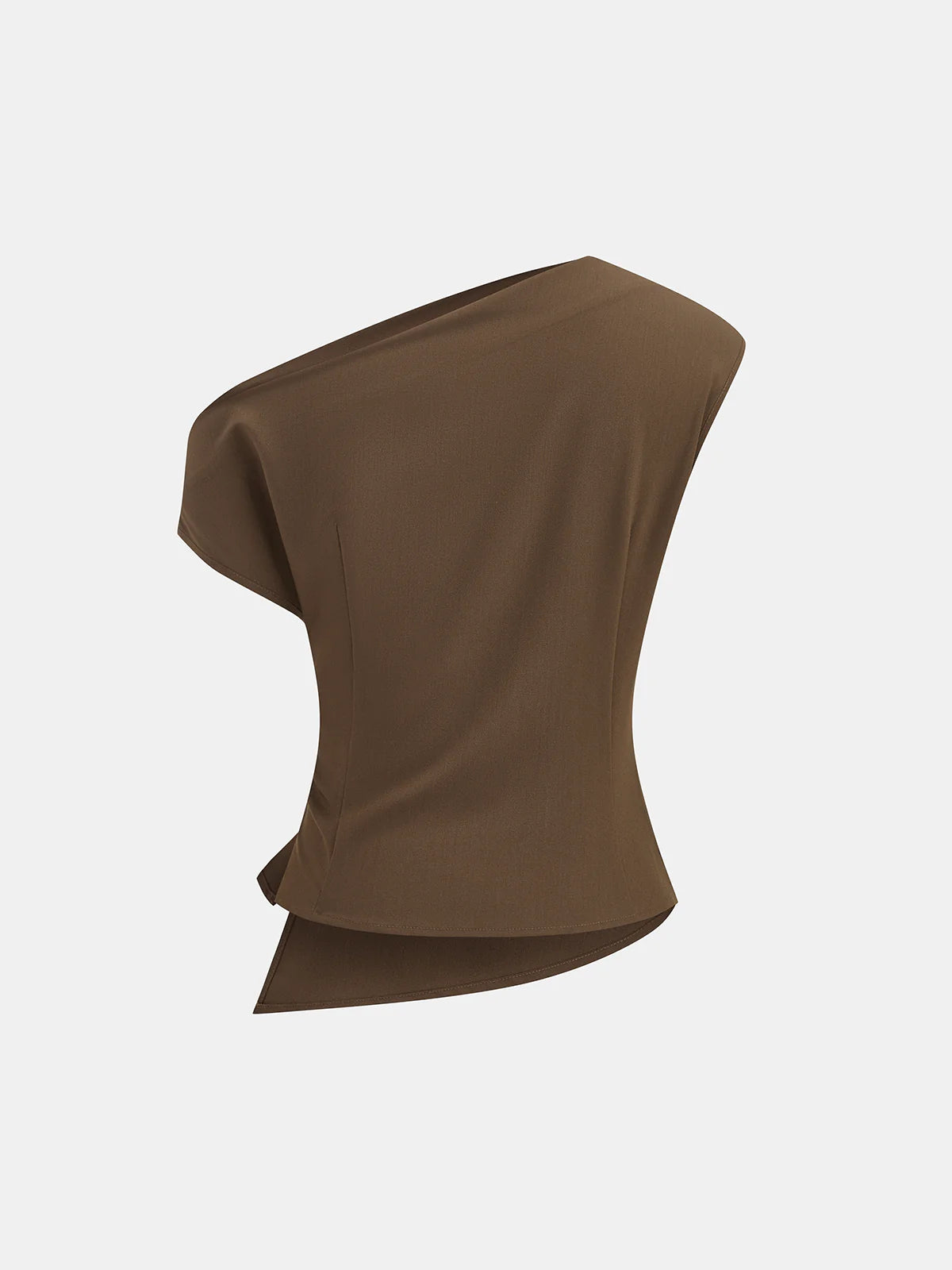 One Shoulder Ruched Buckle Blouse