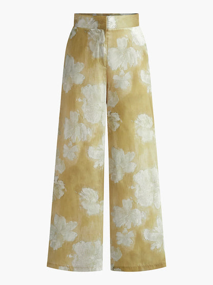 Semi-Sheer Romance Floral Printed Wide-leg Pants