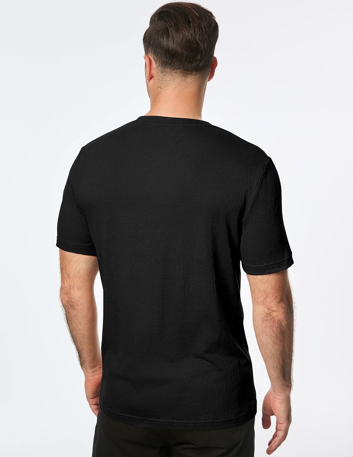 Mens T-Shirt Short Sleeve Muscle Textured Knit Crewneck Slim T Shirt Gym Workout Athletic Tee Shirts