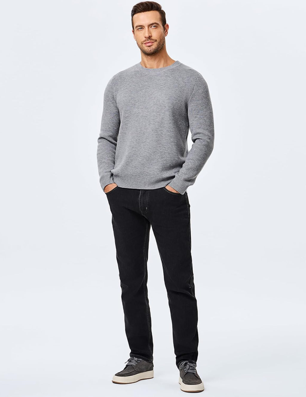 Men's 2025 Warm Fall Fleece Pullover Knit Sweater Classic Crewneck Long Sleeve Slim Fit Soft Comfy Winter Sweaters
