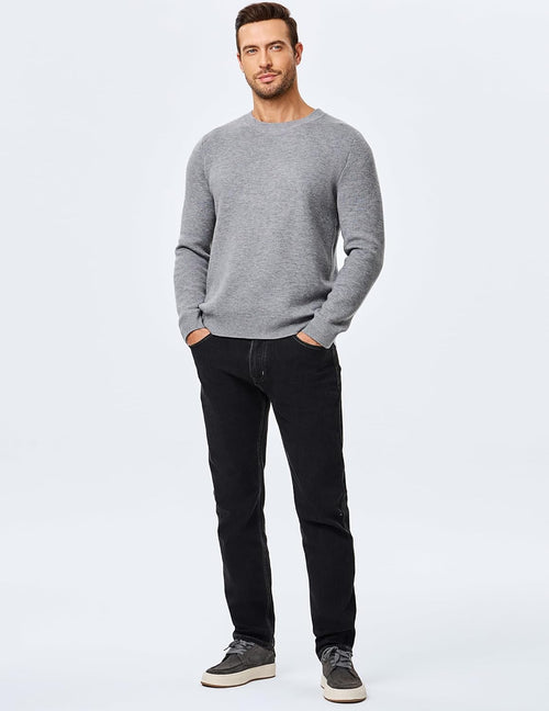 Men's 2025 Warm Fall Fleece Pullover Knit Sweater Classic Crewneck Long Sleeve Slim Fit Soft Comfy Winter Sweaters
