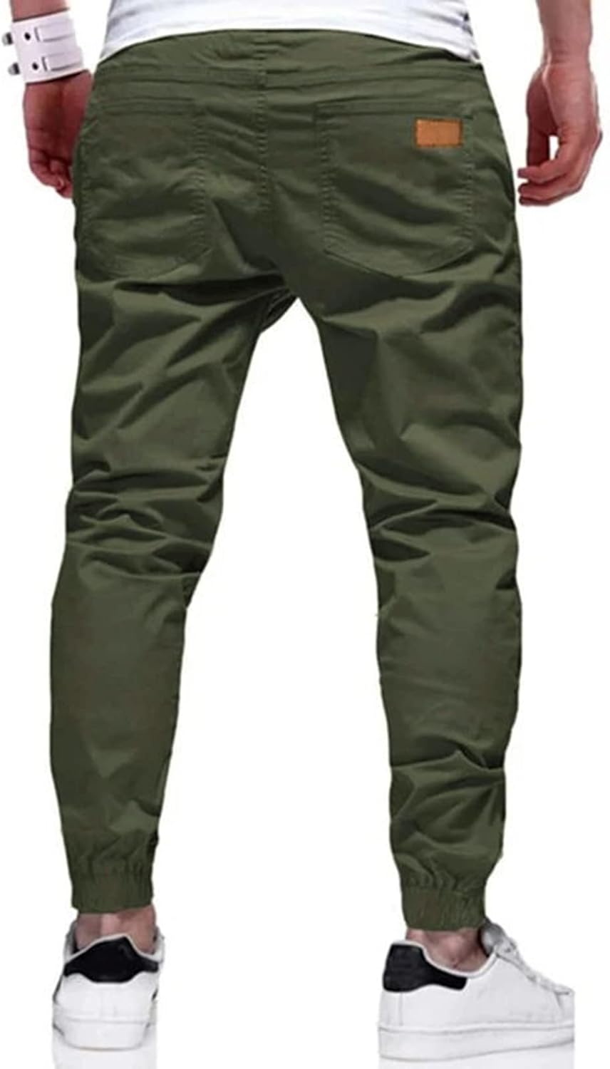 Mens Casual Joggers Pants - Cotton Drawstring Chino Cargo Pants Hiking Outdoor Twill Track Jogging Sweatpants Pants