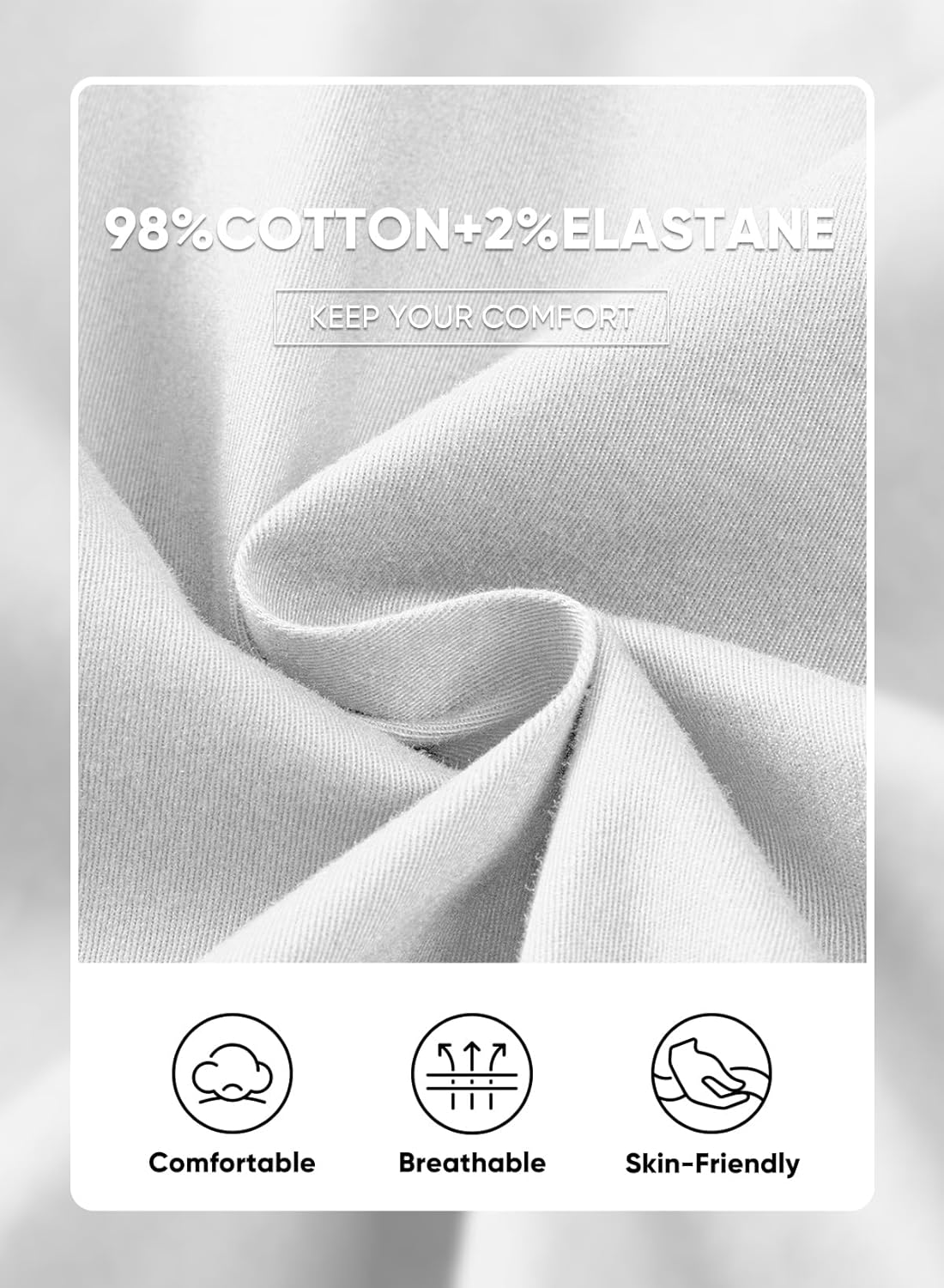 Men's Casual Pants Cotton Twill Drawstring Elastic Waist Chino Pants with Pockets