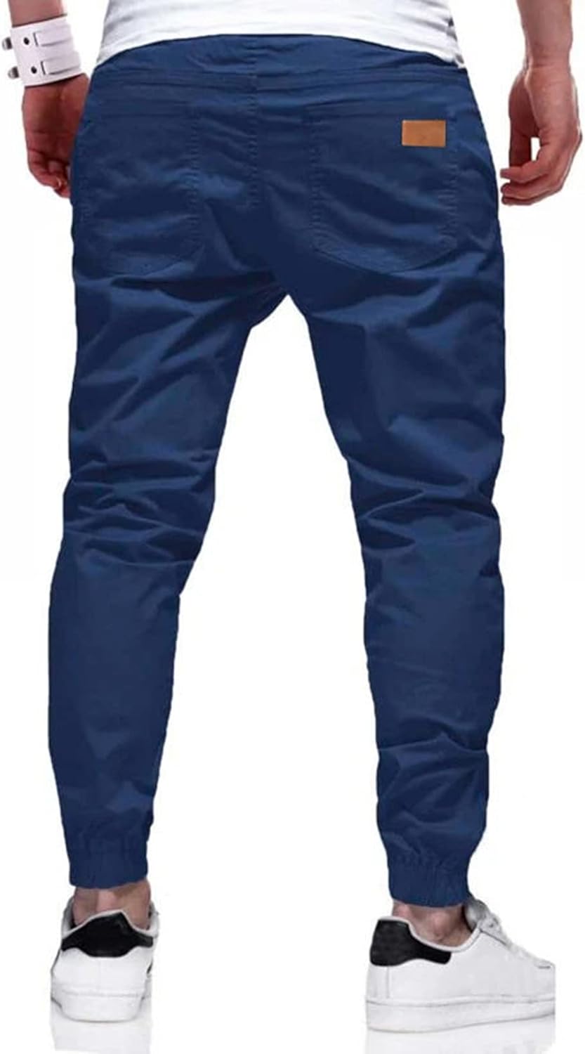 Mens Casual Joggers Pants - Cotton Drawstring Chino Cargo Pants Hiking Outdoor Twill Track Jogging Sweatpants Pants
