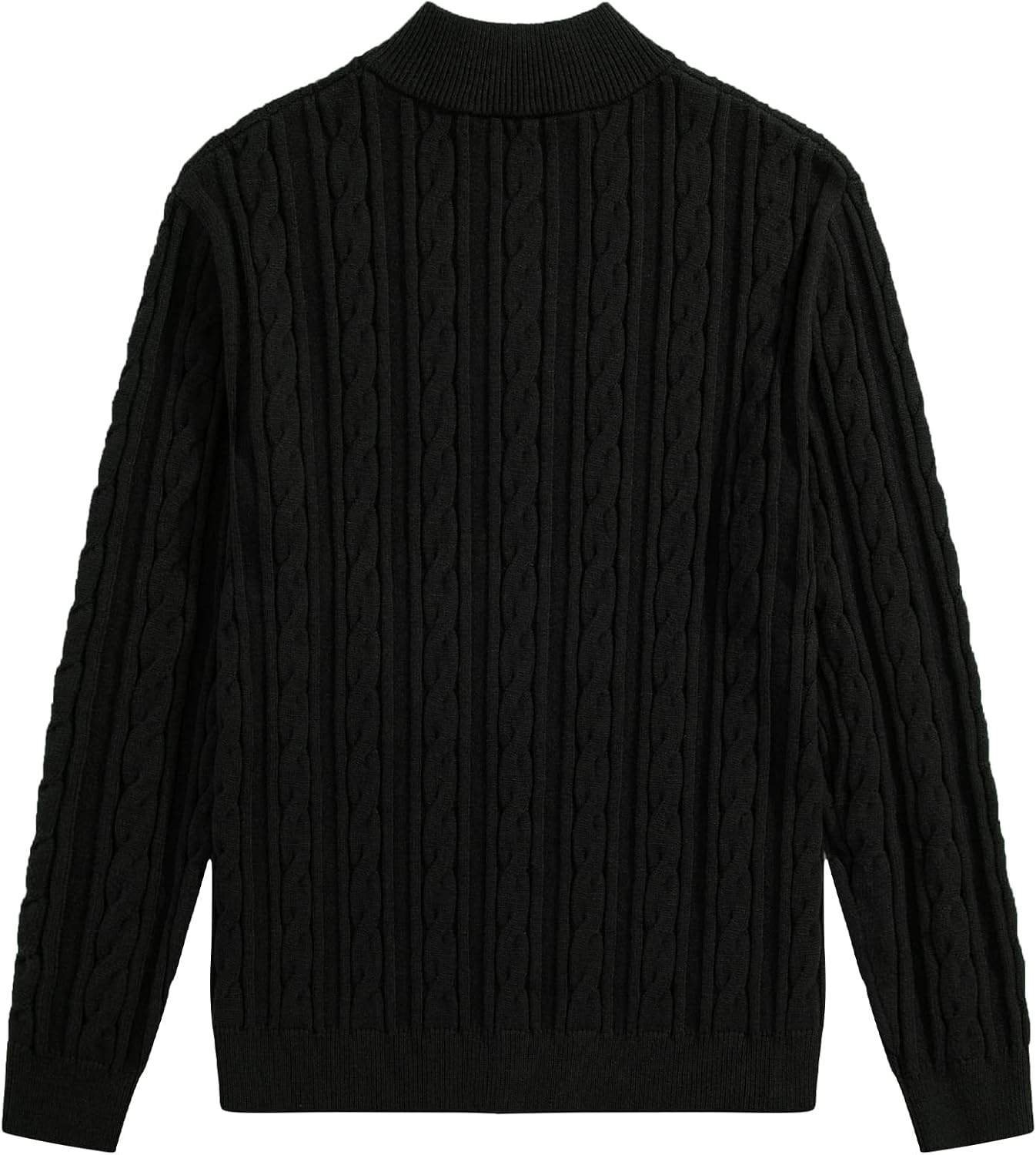 Men's Quarter Zip Pullover Sweater Cable Knit Casual Stand Collar Texture Knitted Sweaters