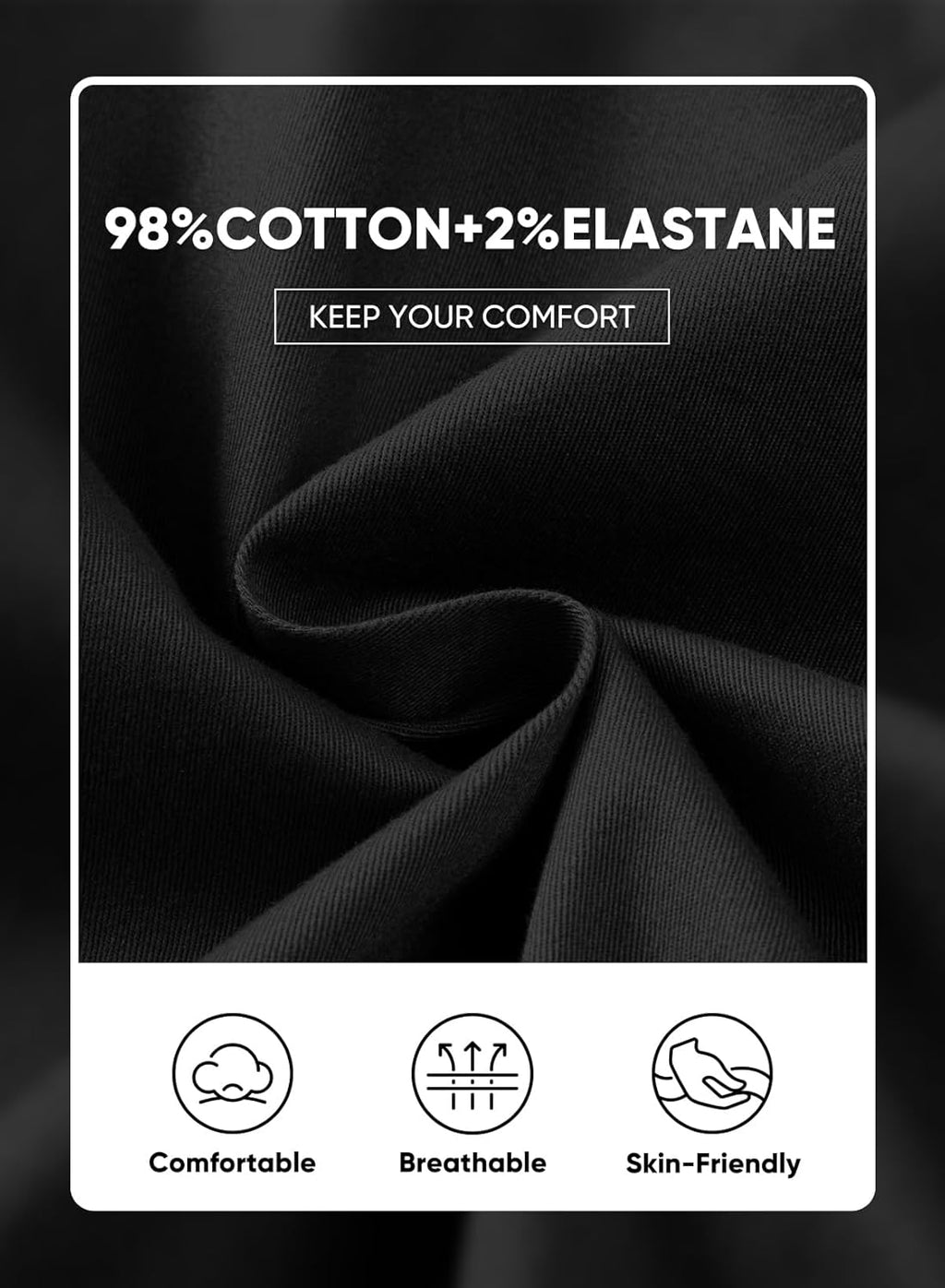 Men's Casual Pants Cotton Twill Drawstring Elastic Waist Chino Pants with Pockets