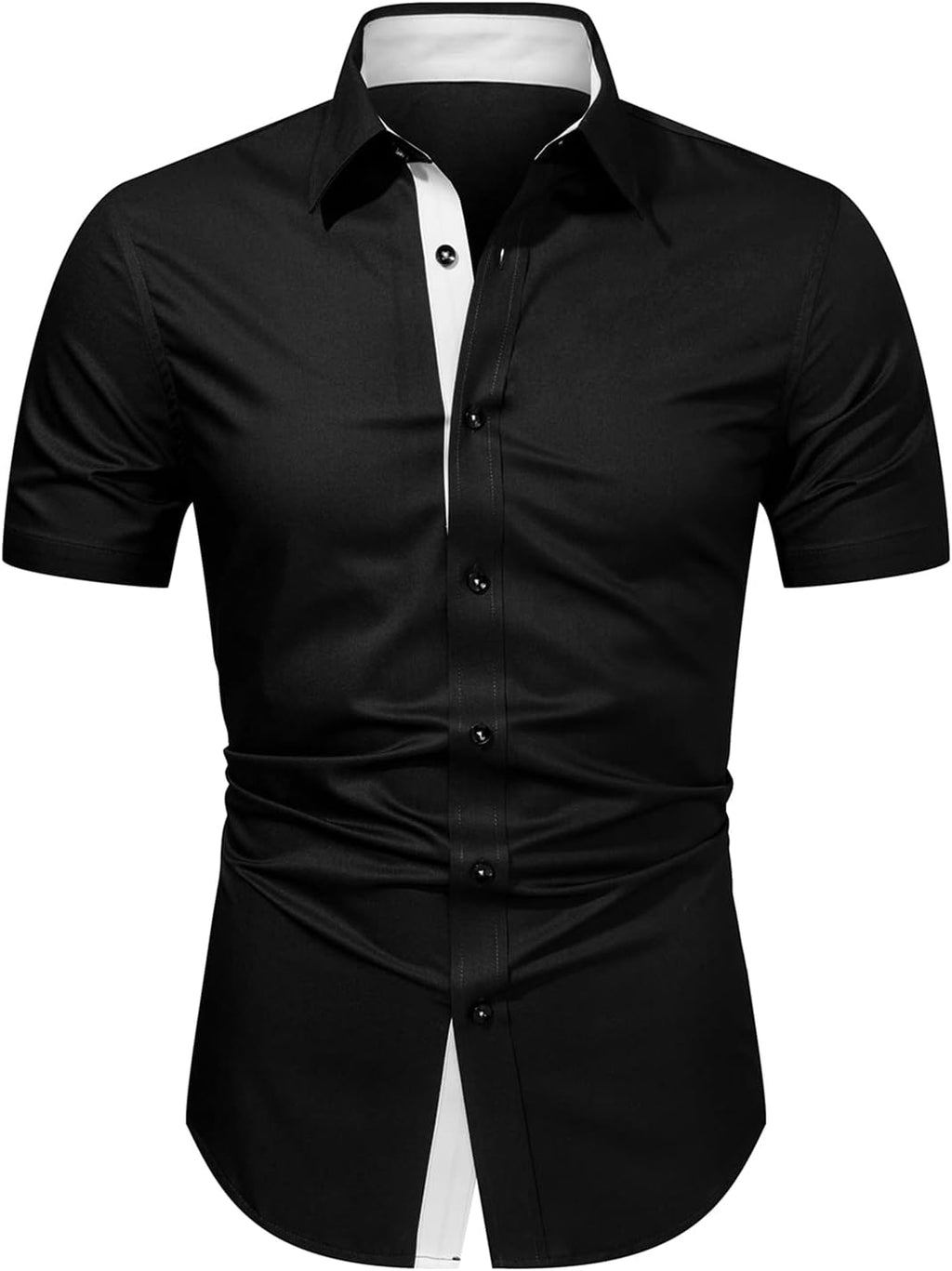 Men's Casual Button Down Shirts Wrinkle-Free Short Sleeve Business Dress Shirt