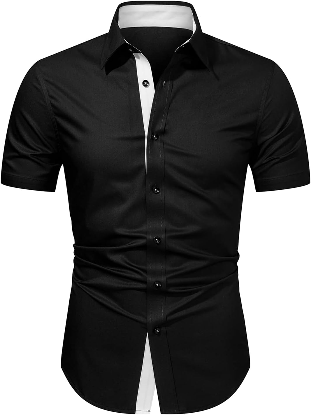 Men's Casual Button Down Shirts Wrinkle-Free Short Sleeve Business Dress Shirt