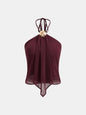 Shell Decor Halter Chiffon Tank Top