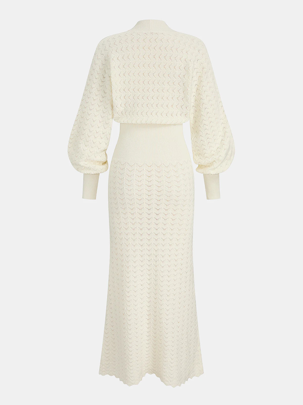 Bishop Sleeve Crochet Knit Maxi Dress