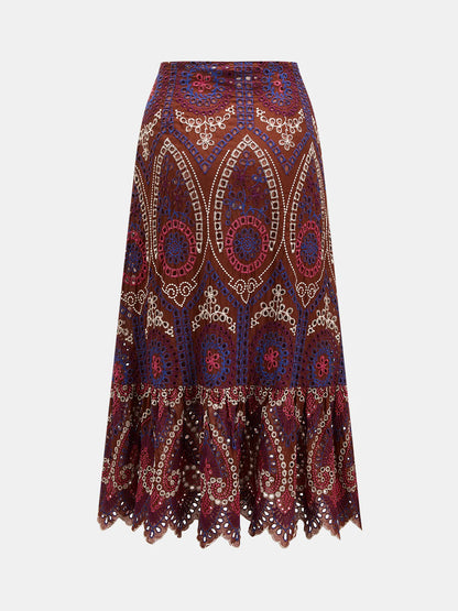 Eyelet Embroidered Top & Midi Skirt Set