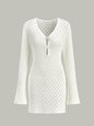 Sheer Knit Sweater Dress with Cut-Out Detail