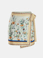 Floral Print Tie Wrap Mini Skirt