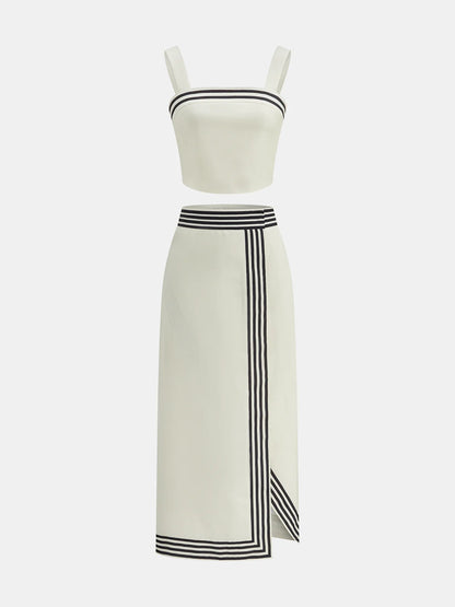 Striped Strappy Top & Midi Skirt Set