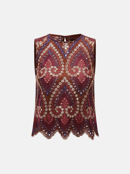 Eyelet Embroidered Top & Midi Skirt Set