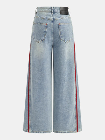 Side Stripe Curved Leg Denim Jeans