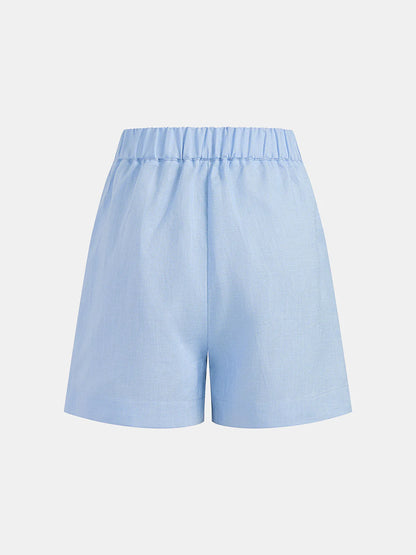 Tencel Blend Halter Buttoned Vest & Shorts Set