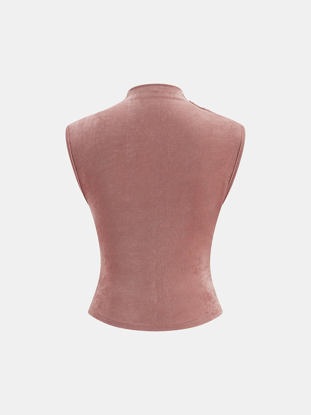 Ruched Mock Neck Fitted Tank Top