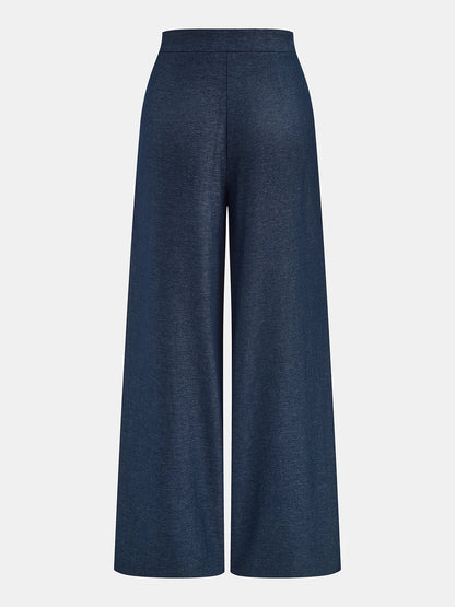 Mid-Waist Tie-Waist Wide Leg Pants