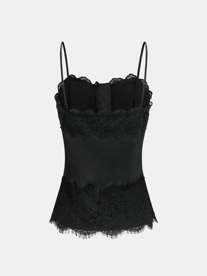 Lace-Trim Satin Cami Top