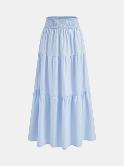 Cotton Smocked Tie-Front Top & Tiered Skirt Set