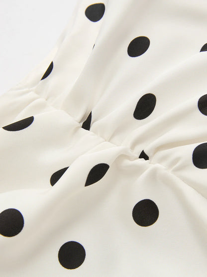 Polka Dot Lace Trim Cami Top & Skirt Sets