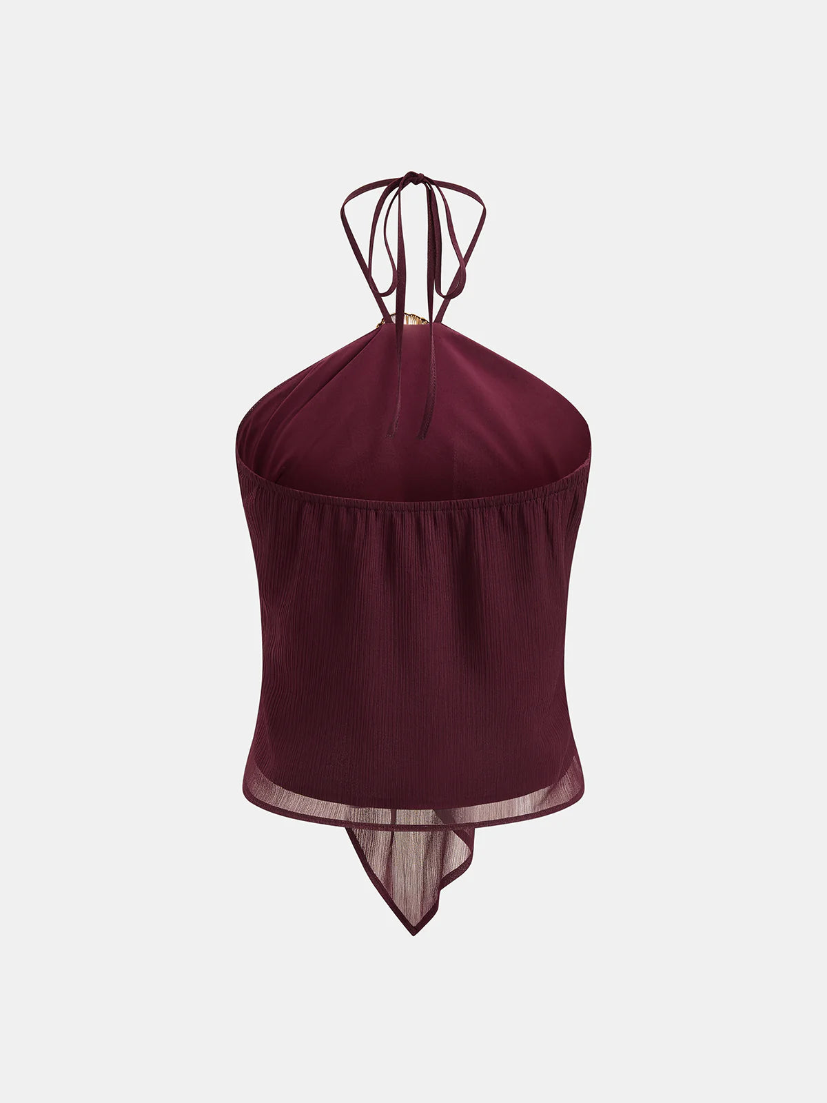 Shell Decor Halter Chiffon Tank Top