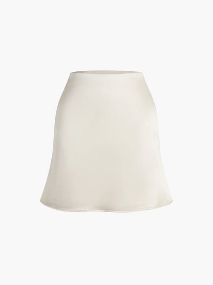 Satin Zippered Mini Skirt
