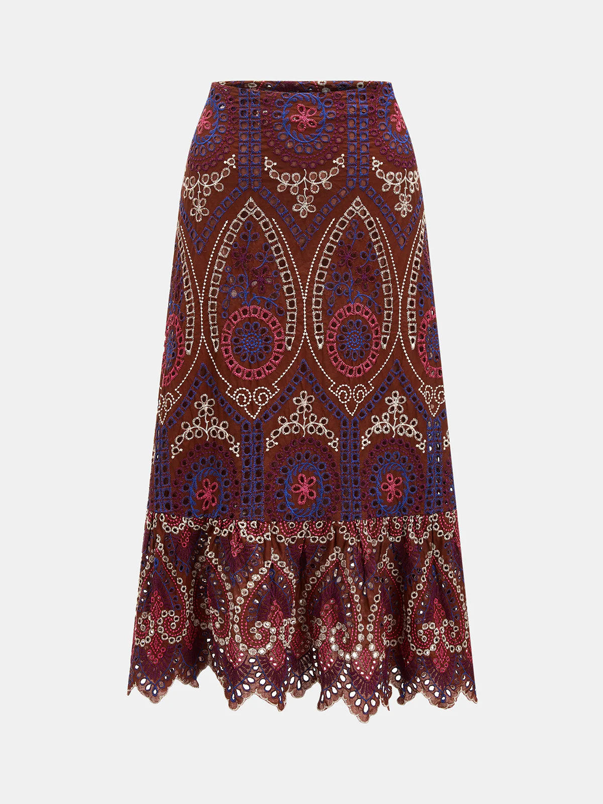 Eyelet Embroidered Top & Midi Skirt Set