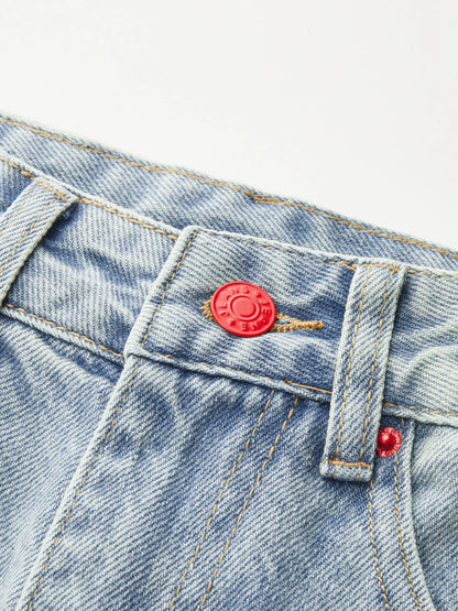Side Stripe Curved Leg Denim Jeans