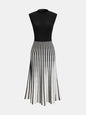 Sleeveless Mock Neck Striped Midi Dress