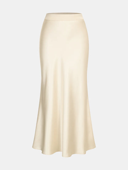 Satin Cowl Neck Top and Skirt Set