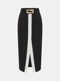 Color Block Metal Detail Midi Skirt