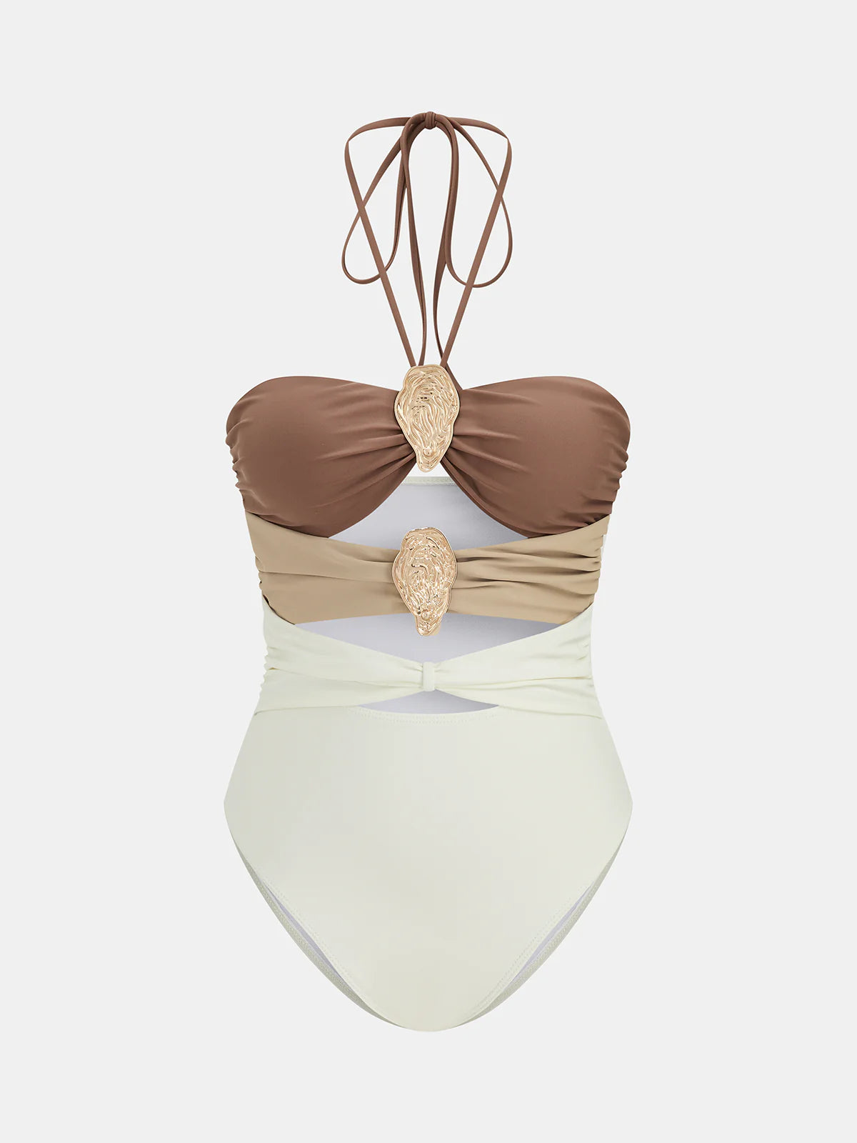 Color Block One-Piece Swimsuit & Cover-Up Skirt Set