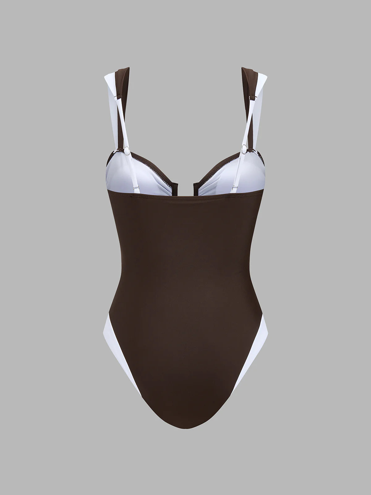 Color Block U Cut One Piece Swimsuit